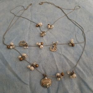 Elegant Silver and Gold Nautical Charm Necklace